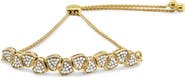 Haus of Brilliance Yellow Gold Plated Silver 1/2 Cttw Diamond Sideways Hearts Bolo Bracelet