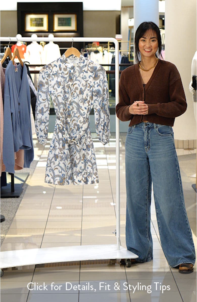 Kumar Long Sleeve Floral Paisley Linen & Silk Dress, sales video thumbnail