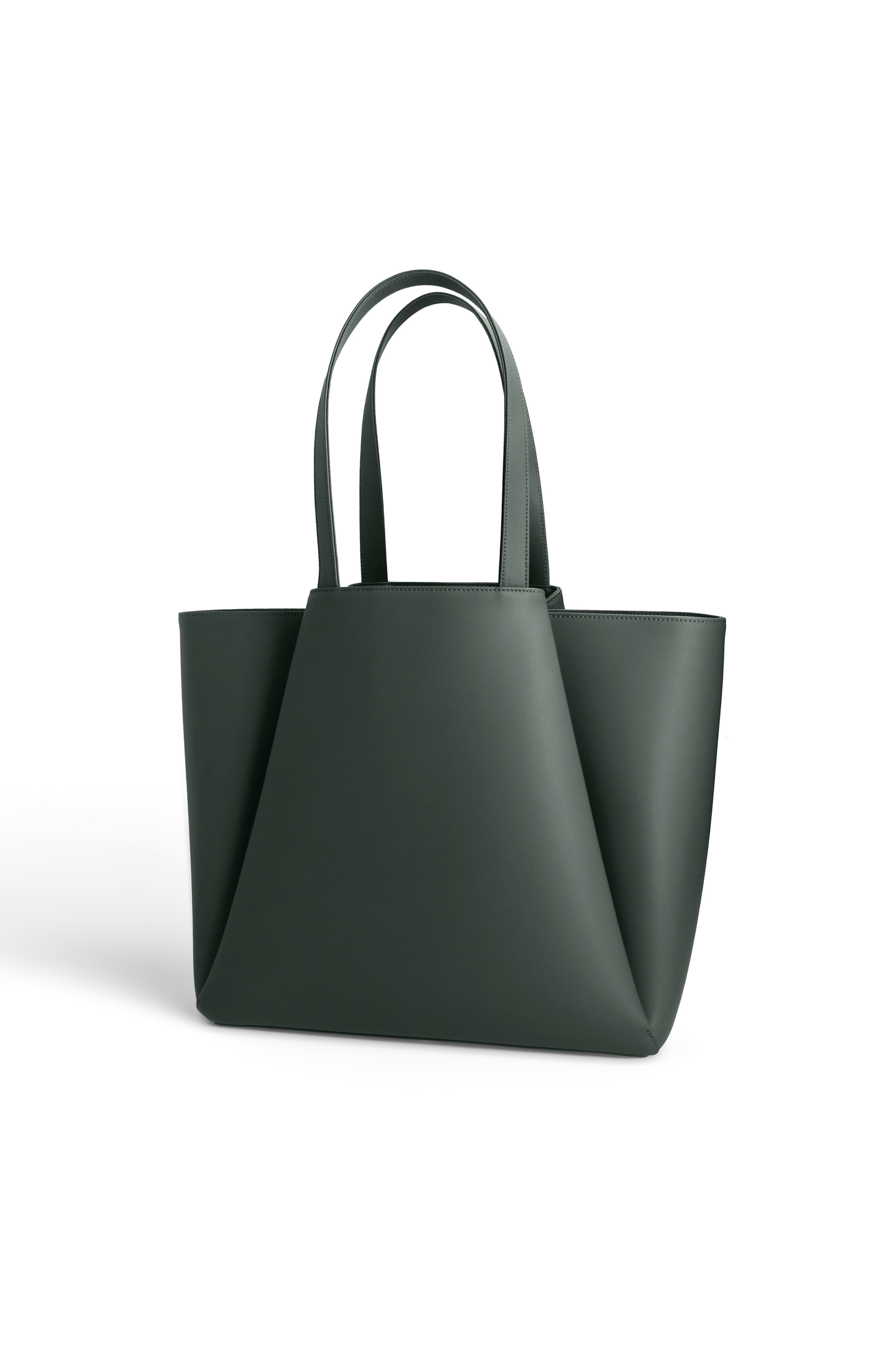 Pyramid Leather Tote Bag, Alternate, color, Forest Green