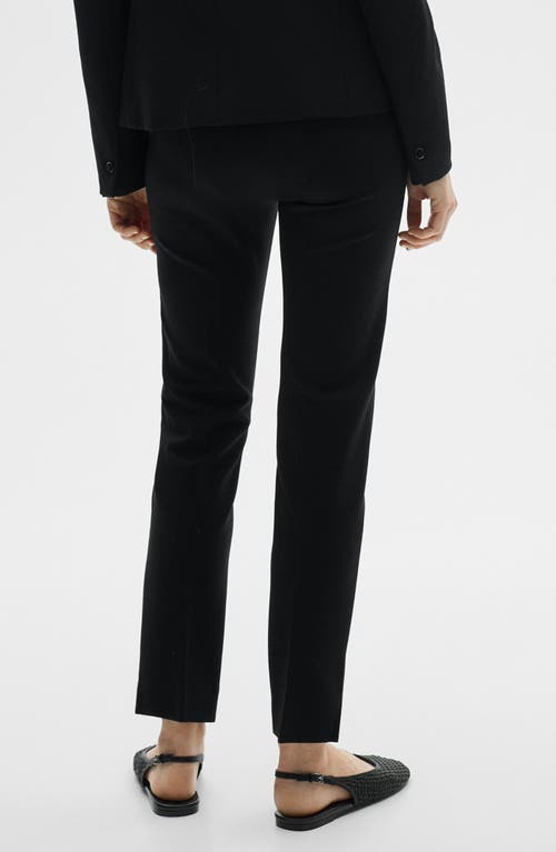 Shop Mango Mid Rise Straight Leg Ponte Pants In Black