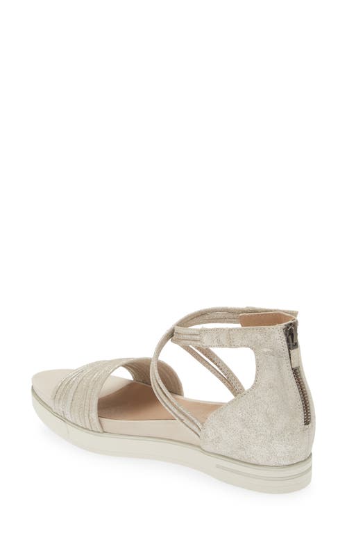 Eileen Fisher Shea Metallic Crisscross Comfort Sandals In Platinum