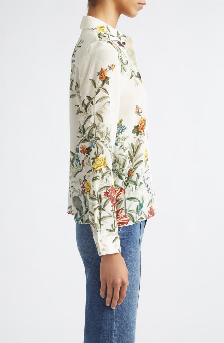 Alice + Olivia Willa Silk Top, Alternate, color, Desert Sprigs Vanilla