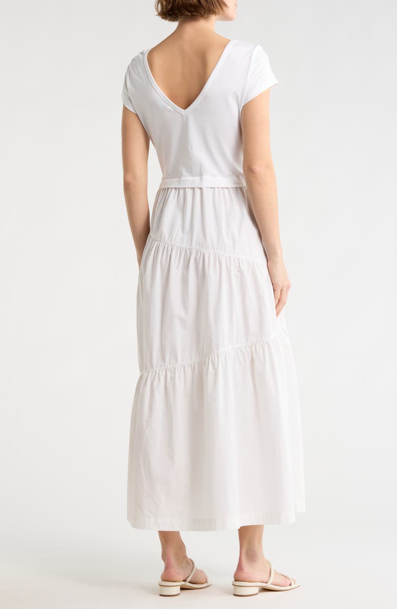 BOSS Orange Tiered T-Shirt Midi Dress, Alternate, color, White