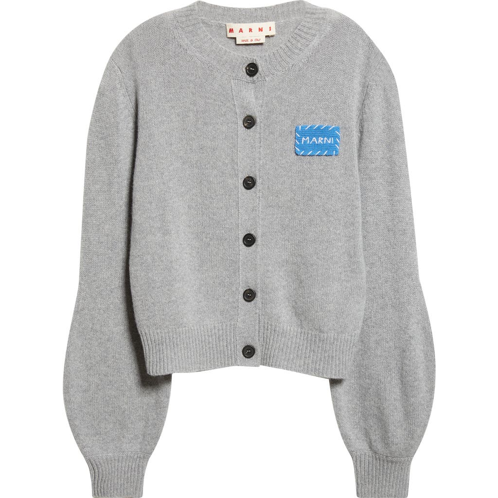 Marni Cashmere Cardigan With Patch In Gray