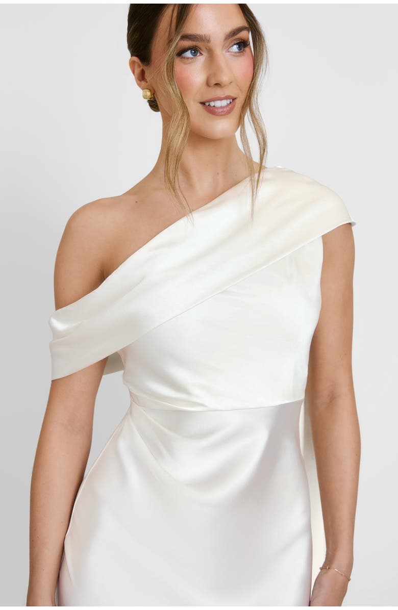 Six Stories Drape One Shoulder Bridesmaid Dress, Alternate, color, Ivory