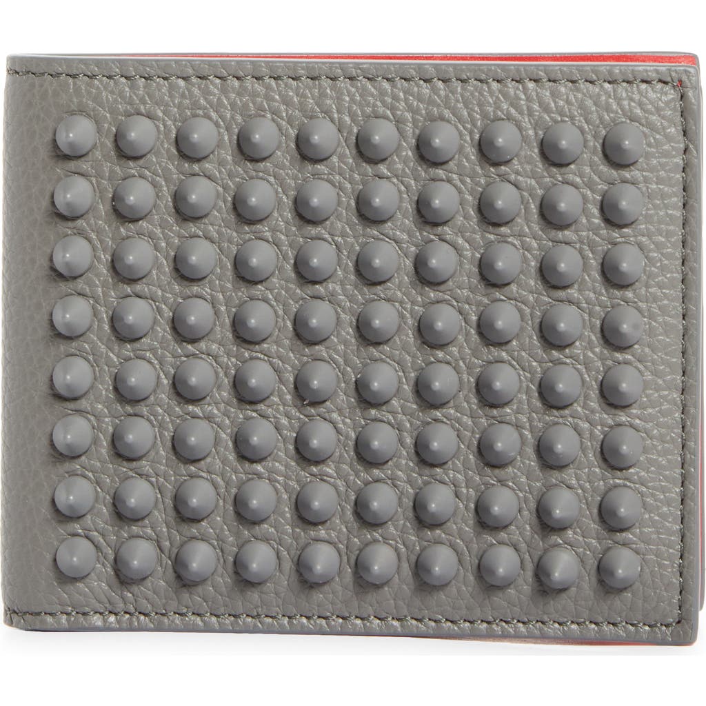Christian Louboutin Funky Studded Leather Bifold Wallet In Smoke Grey