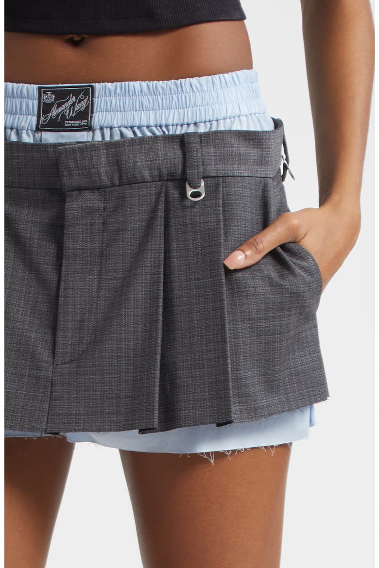 Prestyled Pleated Skort with Detachable Chain Detail, Alternate, color, GREY MELANGE/ OXFORD BLUE