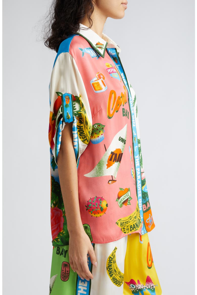Paradiso Print Silk Shirt, Alternate, color, MULTI