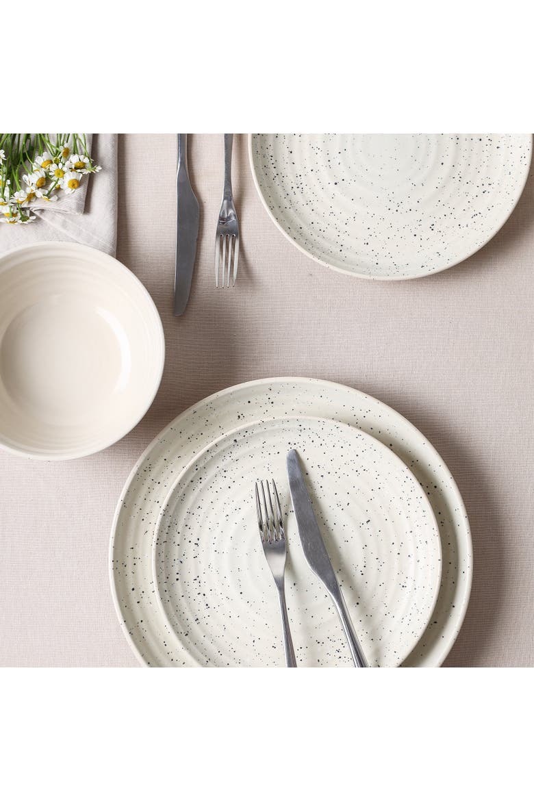 Dua Stoneware 24-Piece Dinnerware Set, Alternate, color, White