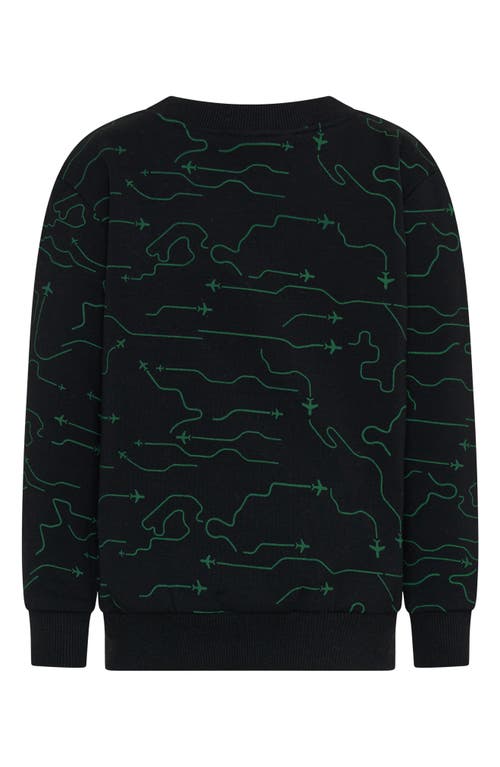 Tiny Tribe Kids' Inflight Print Cotton Sweatshirt In Black
