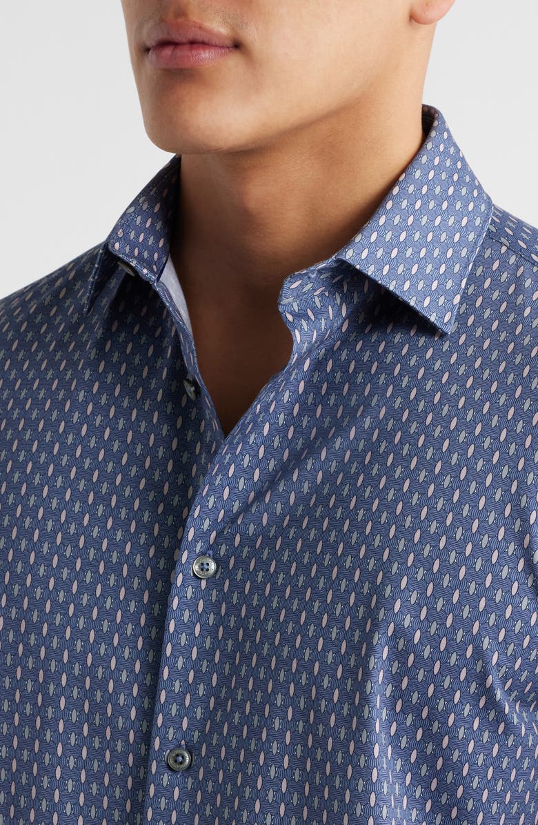Bugatchi Miles OoohCotton<sup>®</sup> Geometric Print Short Sleeve Button-Up Shirt, Alternate, color, 