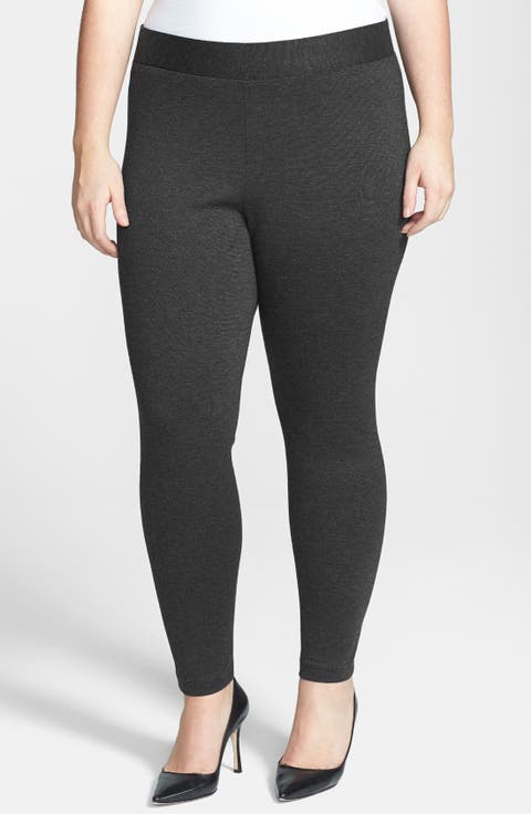 High Waist Ponte Knit Leggings (Plus)