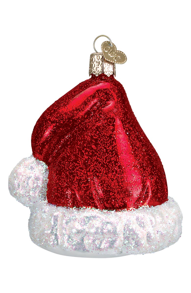 Old World Christmas Santa's Hat Glass Ornament, Main, color, Red Multi