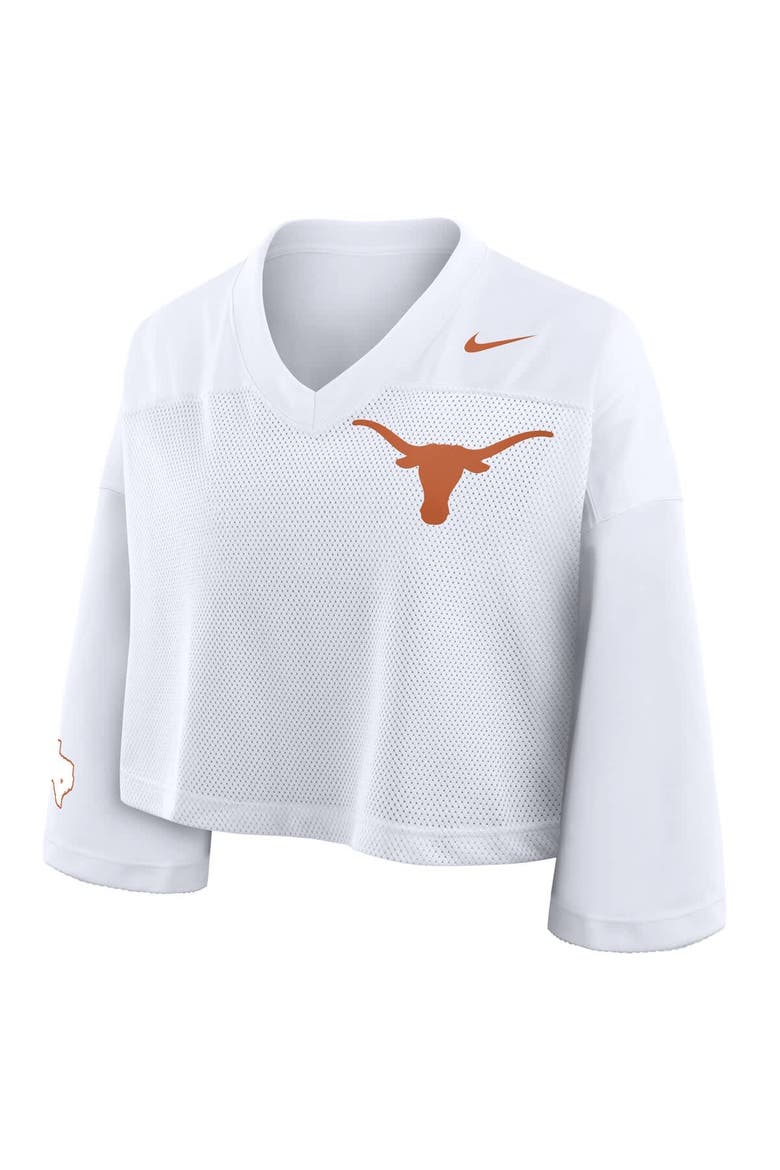 Women's Nike White Texas Longhorns Cropped Mesh Dri-FIT Fashion Jersey, Alternate, color, White