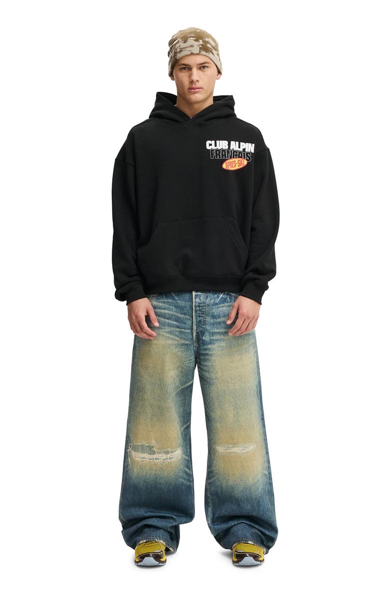 Cotton On Box Fit Graphic Hoodie, Alternate, color, Black Club Alpin