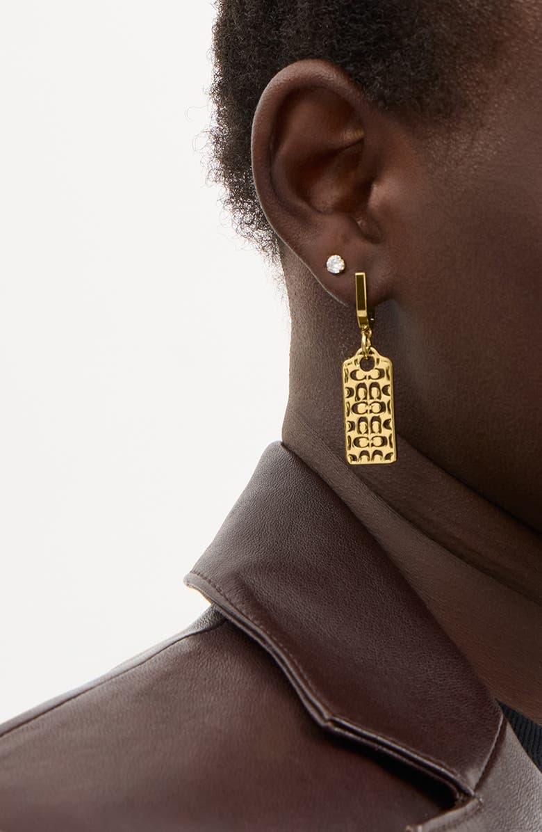 COACH Logo Charm Drop Earrings, Alternate, color, 