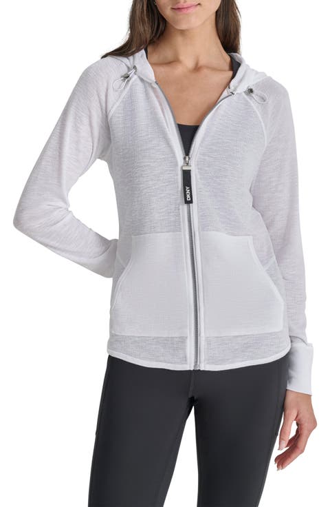 Slub Waffle Knit Zip Hoodie