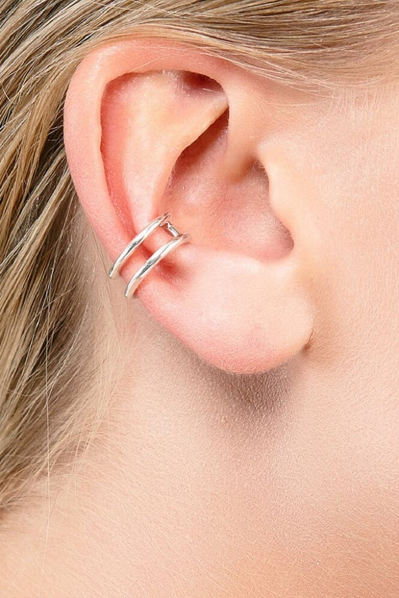 Art Deco Ear Cuff, Alternate, color, Sterling Silver