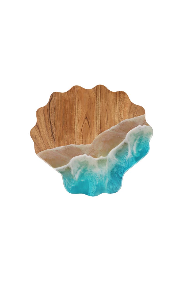 Gallerie II Scallop Wave Coastal Wood Novelty Animal Shaped Serving Platter 13", Main, color, Blue