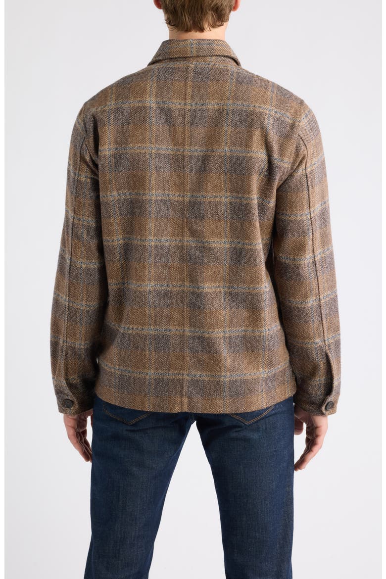 Marled Plaid Shirt Jacket, Alternate, color, BROWN/ NAVY