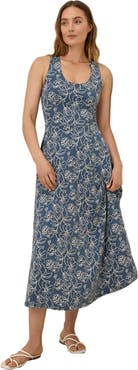 Pact Organic Cotton Fit & Flare Open Back Maxi Dress