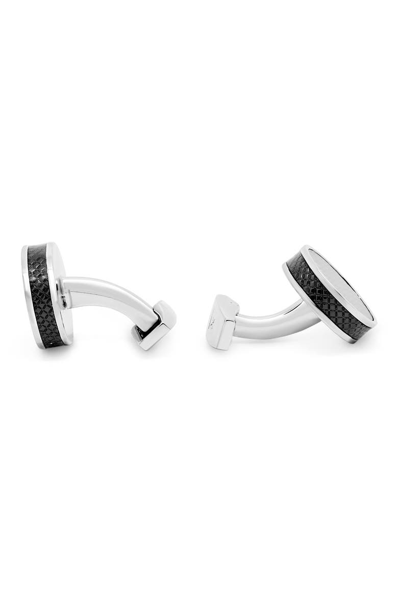 Men's Carbon Tablet Cuff Links, Alternate, color, BLACK