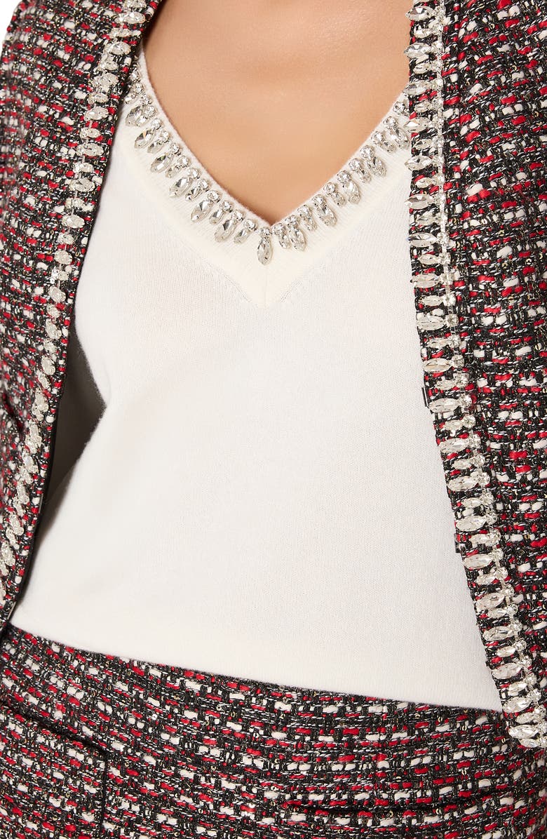 Milly Amaya Rhinestone Embellished Tweed Blazer, Alternate, color, 