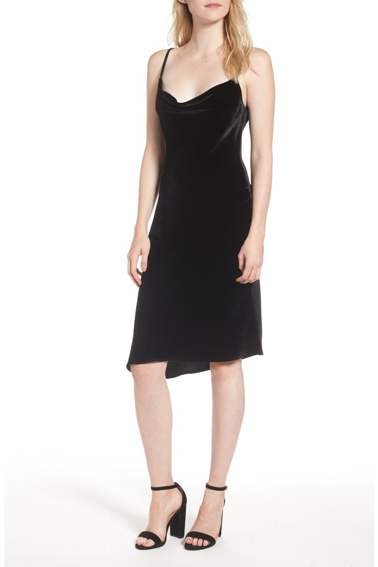 Gia Velvet Slipdress, Main, color, TRUE BLACK