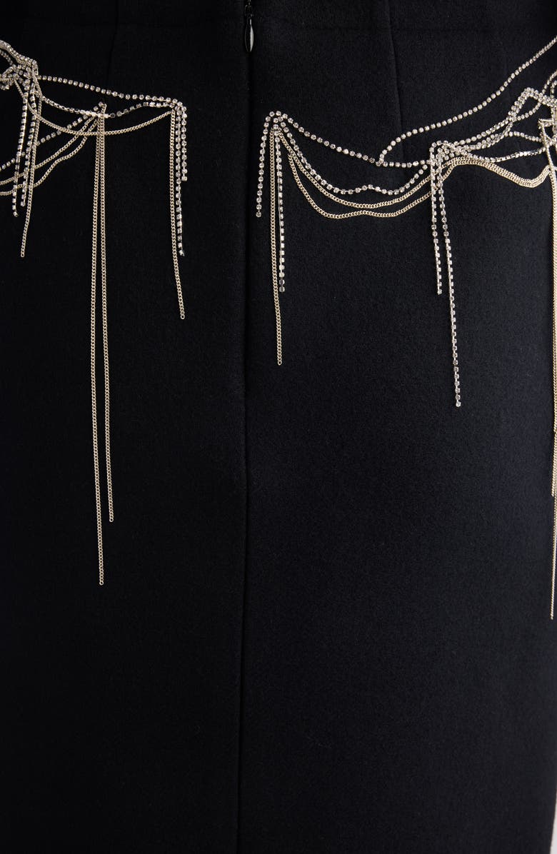 Dries Van Noten Shelda Crystal Chain Wool Blend Skirt, Alternate, color, Black