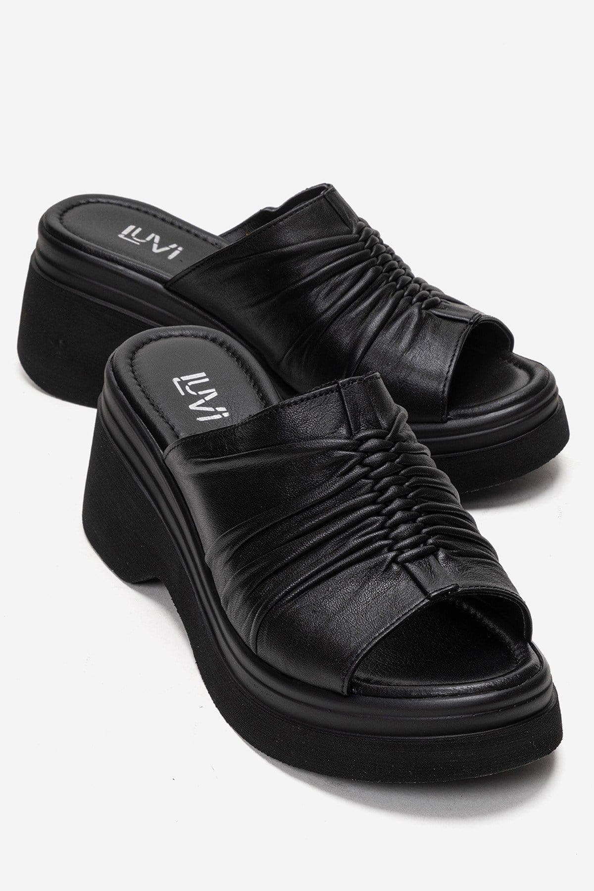 Forever & Always Shoes Nellie Leather Platform Sandal, Main, color, Black