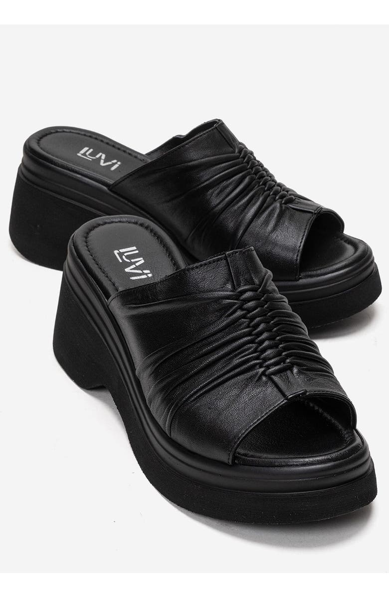 Forever & Always Shoes Nellie Leather Platform Sandal, Main, color, Black