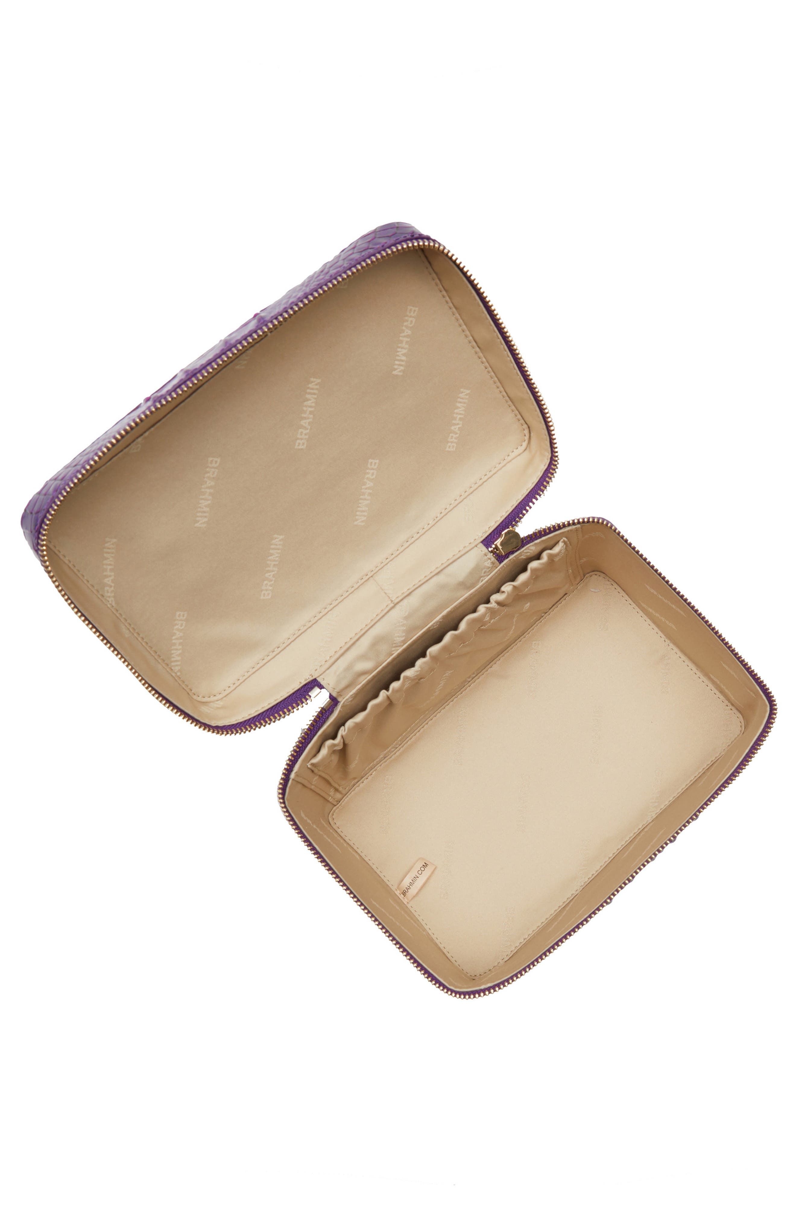 Brahmin Charmaine Croc Embossed Leather Train Case, Alternate, color, 