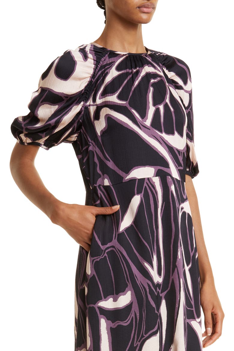 Gilliaa Abstract Floral Fit & Flare Dress, Alternate, color, BLACK