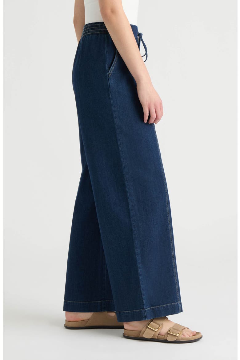 Wide Leg Drawstring Jeans, Alternate, color, DARK DENIM