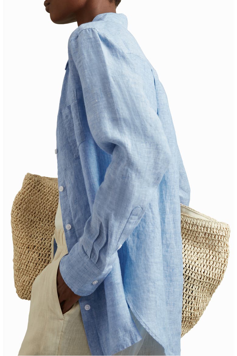 Belle Linen Button-Up Shirt, Alternate, color, BLUE