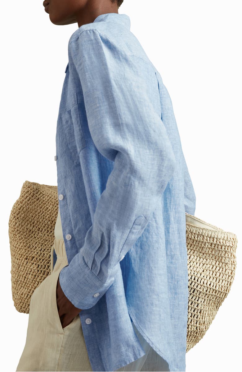 Reiss Belle Linen Button-Up Shirt, Alternate, color, Blue