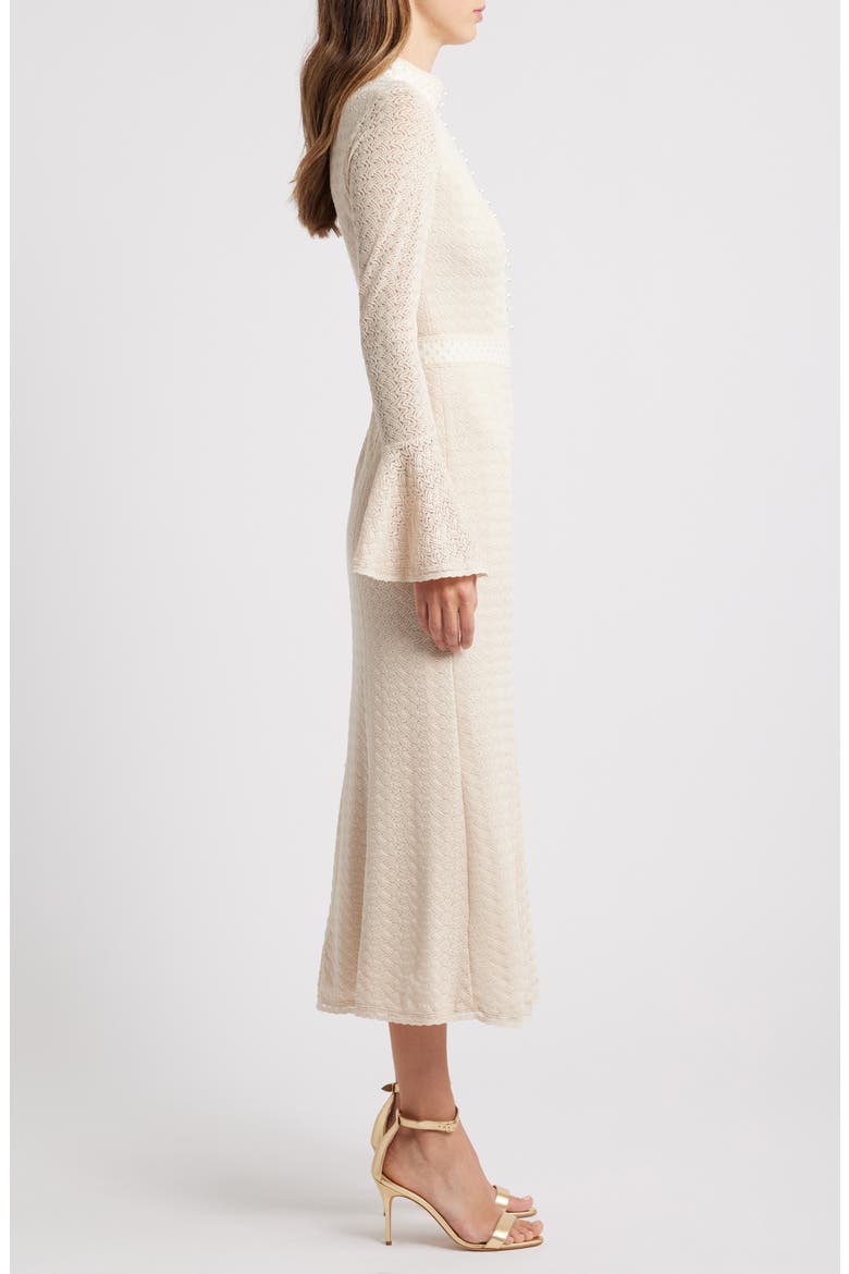 Kailee Texture Long Sleeve Midi Dress, Alternate, color, IVORY
