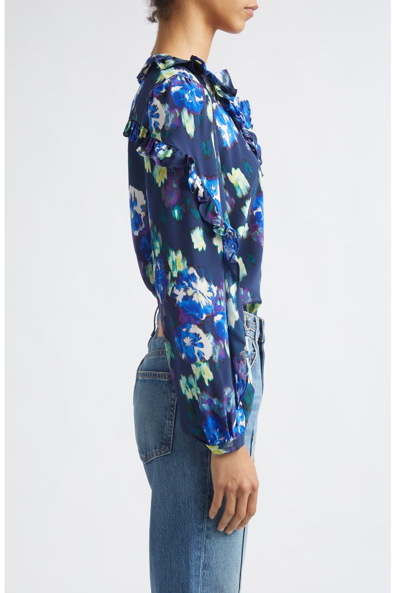 Marguerite Ruffle Silk Top, Alternate, color, EVENING BLOOM