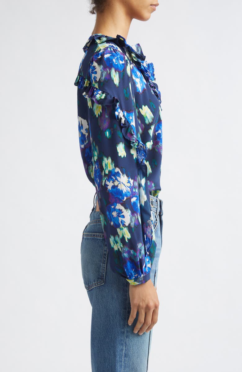 Ulla Johnson Marguerite Ruffle Silk Top, Alternate, color, Evening Bloom