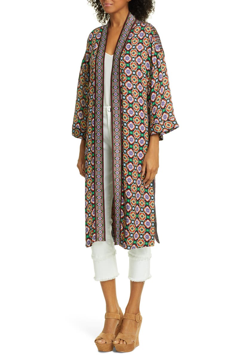 Alice + Olivia Lynn Print Mid-Length Kimono, Alternate, color, 