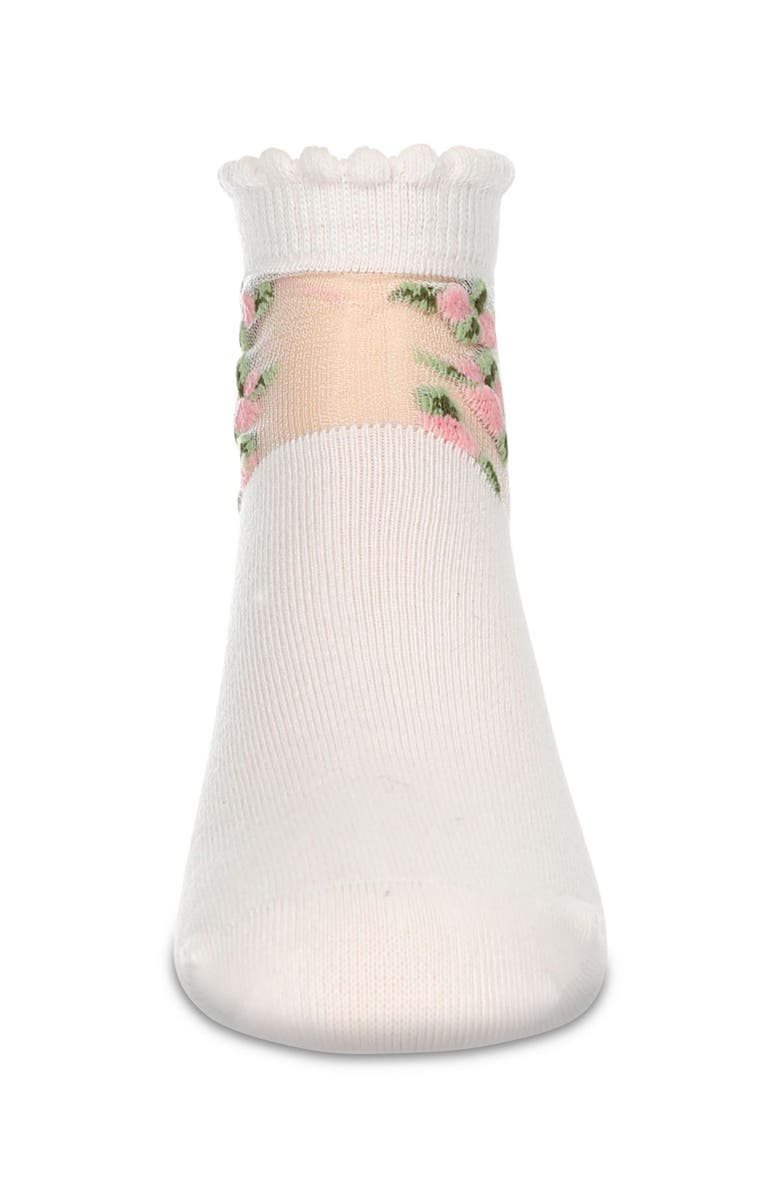 MeMoi Peek-A-Boo Sheer Floral Crew Socks, Alternate, color, Light Pink