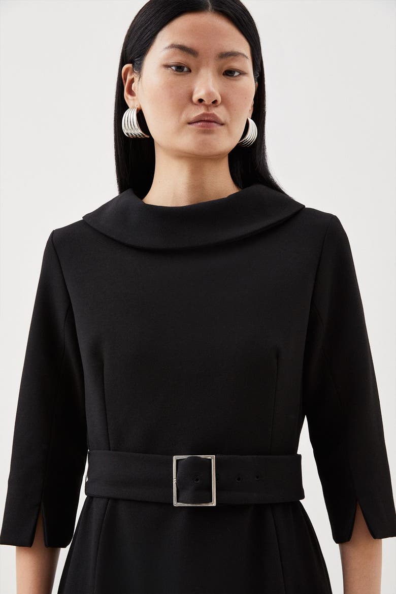 Petite Roll Neck Pencil Midi Dress, Alternate, color, Black