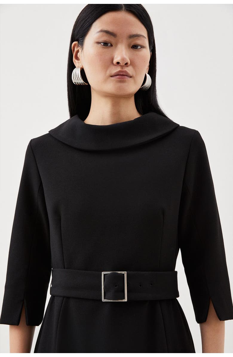Karen Millen Petite Roll Neck Pencil Midi Dress, Alternate, color, Black