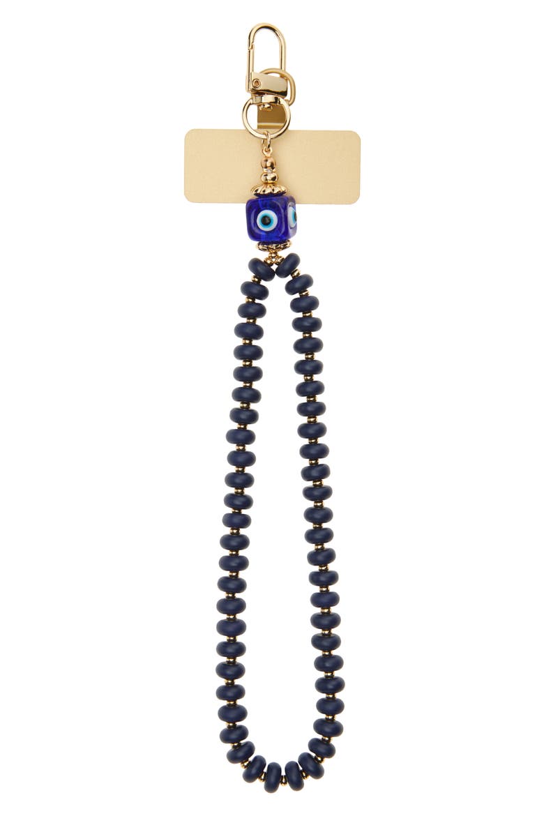 Evil Eye Beaded Phone Wrist Strap, Main, color, BLUE- GOLD