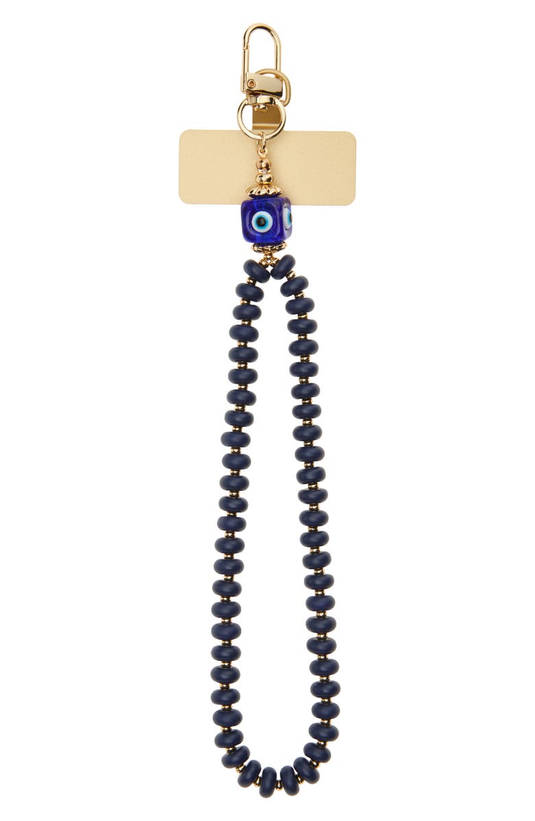 Chelsea28 Evil Eye Beaded Phone Wrist Strap, Main, color, Blue- Gold