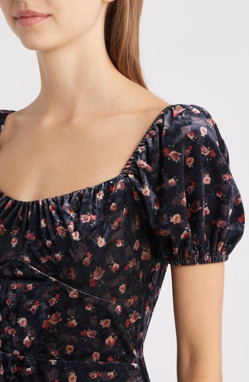 Lulus Jillian Floral Cap Sleeve Gown In Black
