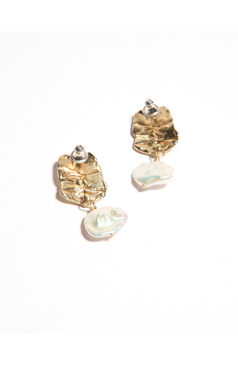 Odette New York Fender with Pearl Earrings, Alternate, color, Brass