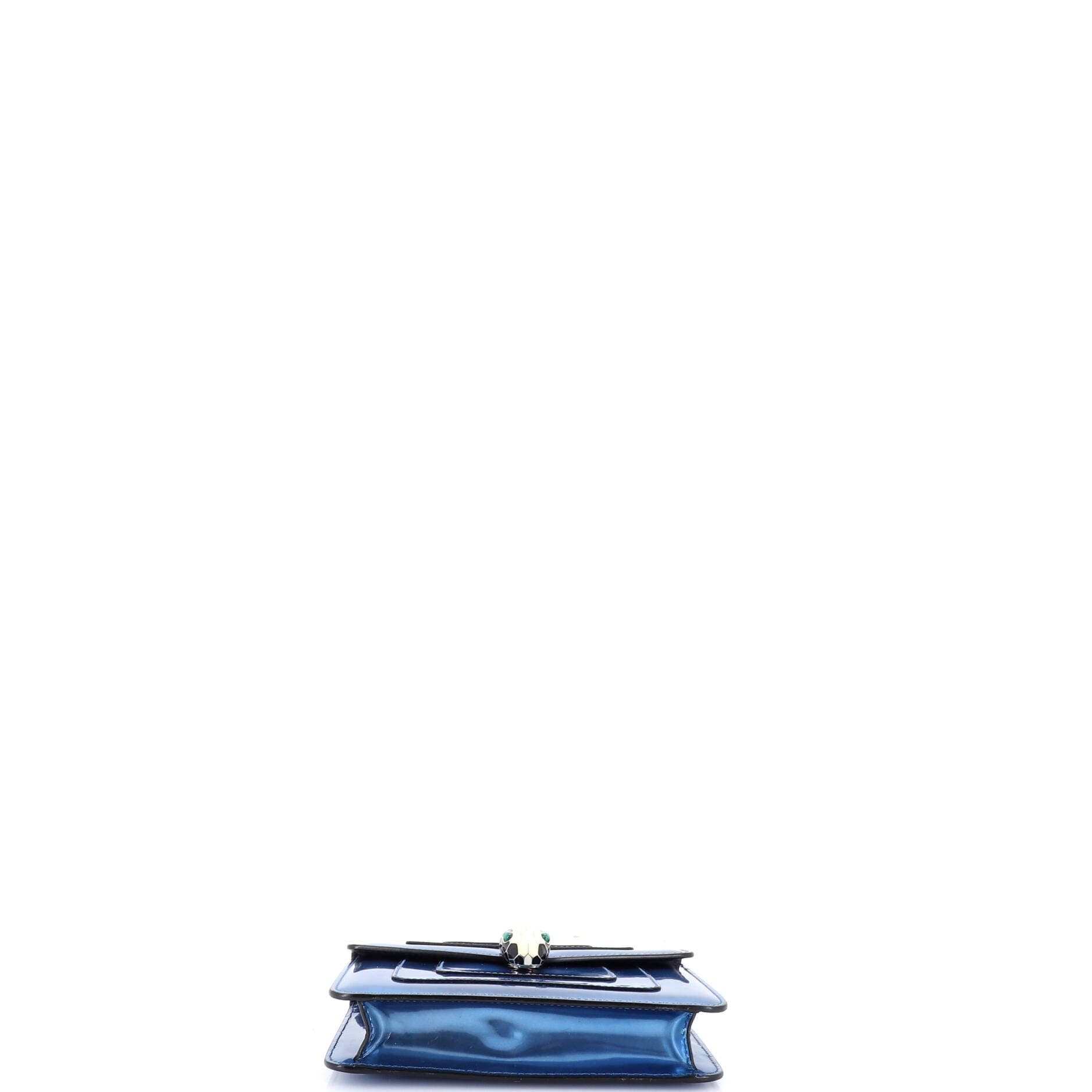 Serpenti Forever Square Shoulder Bag Metallic Leather Small, Alternate, color, Blue