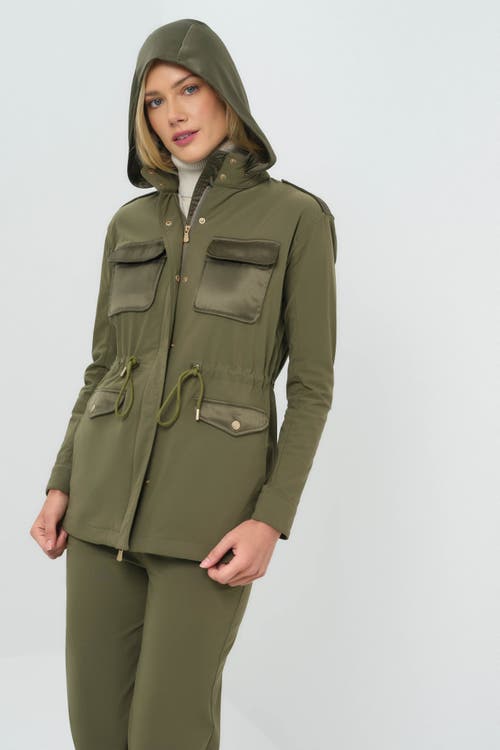 Anatomie Courtney Mid Weight And Satin Oversized Utility Jacket In Green