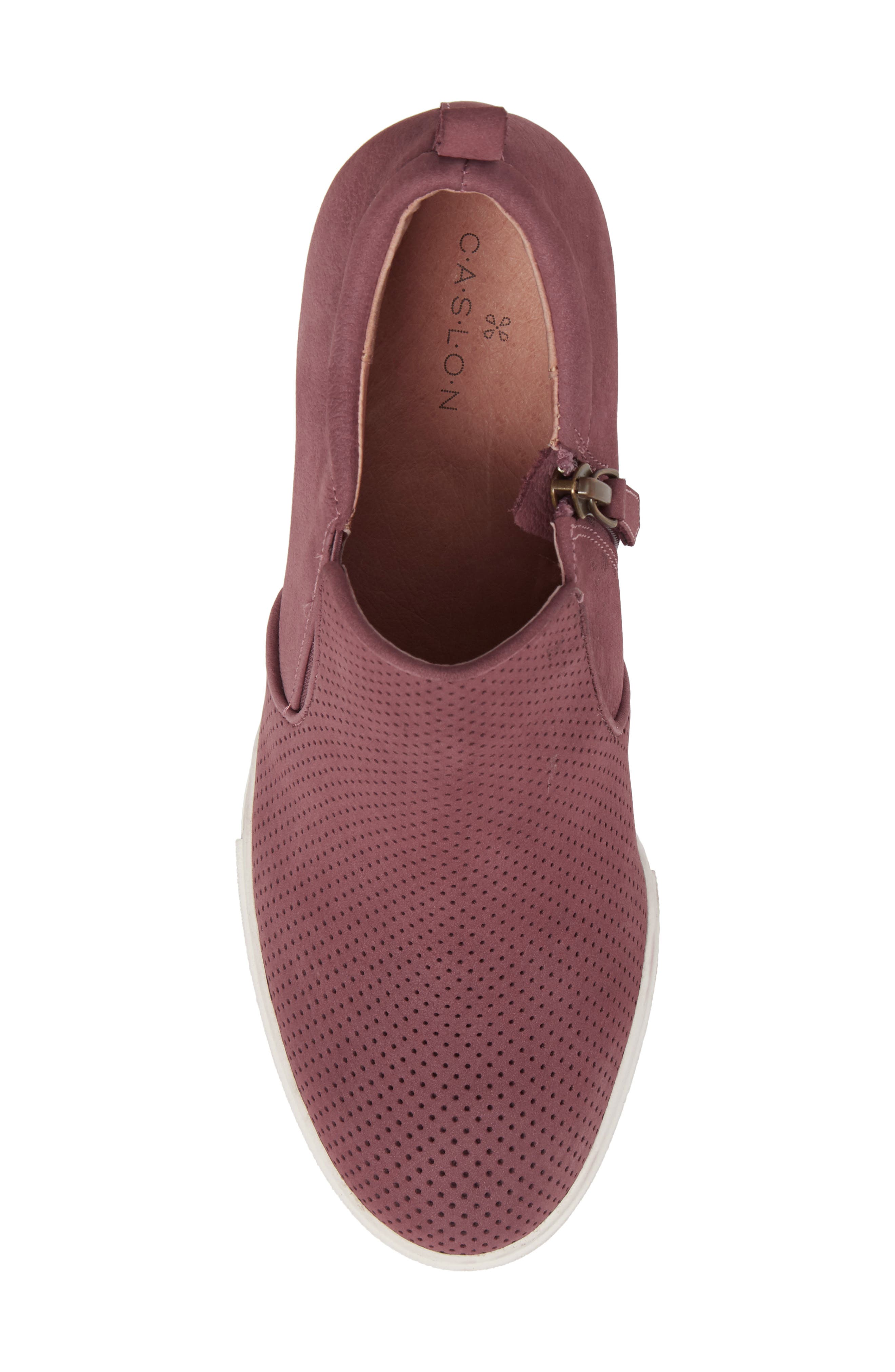 Aiden Wedge Sneaker, Alternate, color, BURGUNDY PERFORATED LEATHER